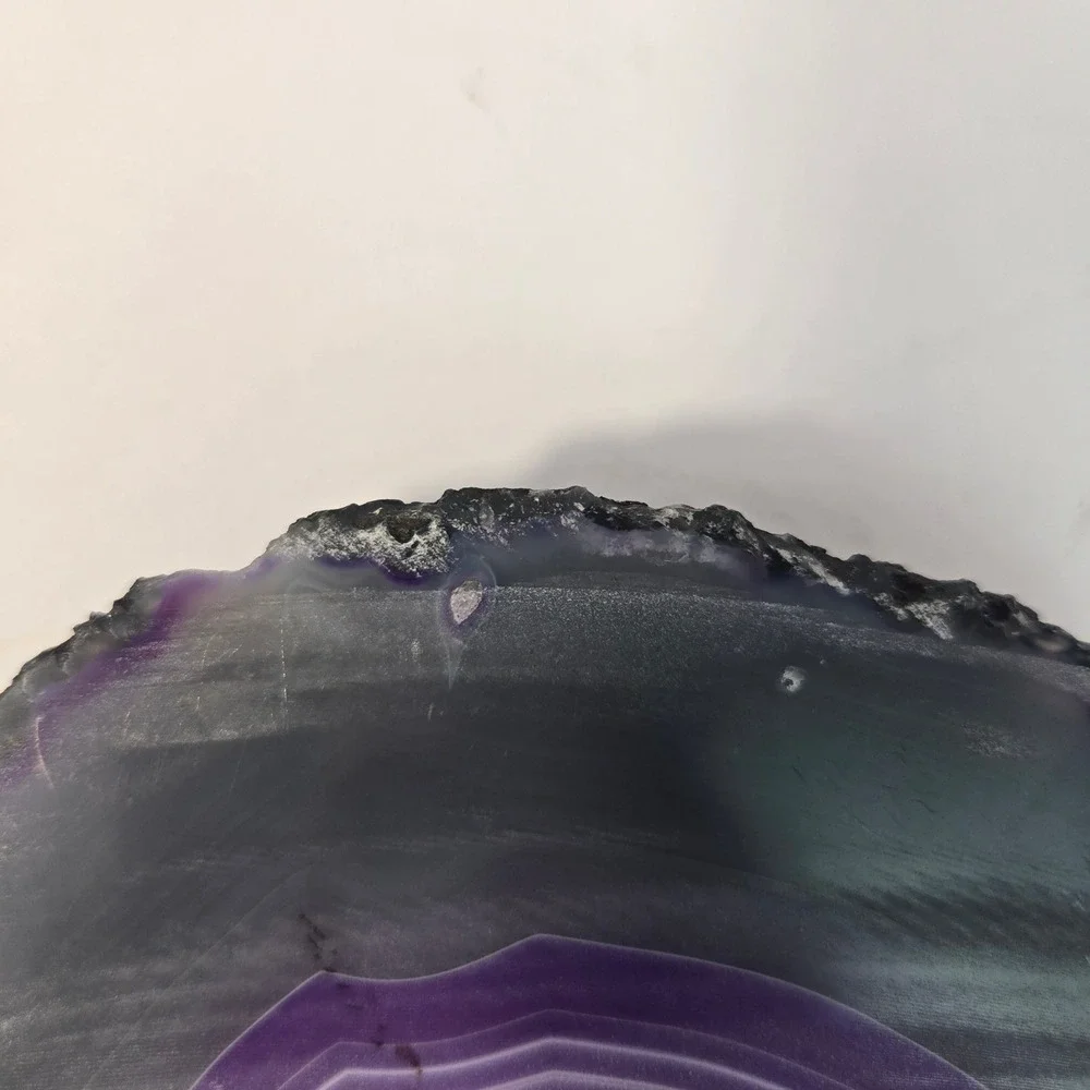 Purple Agate Slice Geode Polished Crystal Specimen Grey Banded Stone Decor